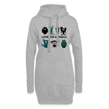Liebe für Tiere - Hoodie-Kleid - Grau meliert - Vorne