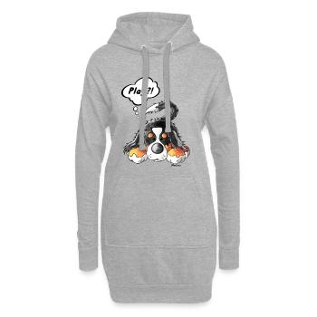 Spielender Berner Sennenhund - Hoodie-Kleid - Grau meliert - Vorne