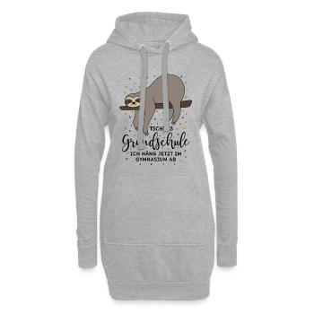 Grundschule Abschluss Tschüss Faultier Gymnasium - Hoodie-Kleid - Grau meliert - Vorne