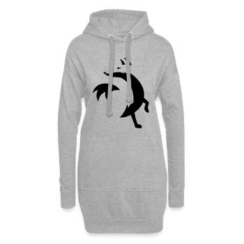 Skizze des schwarzen Fuchses - Hoodie-Kleid - Grau meliert - Vorne
