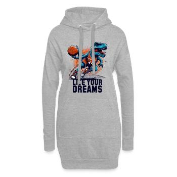 Cadeau de basket-ball T-Rex Dinosaur Dreams - Sweat-shirt à capuche long Femme - gris chiné - Devant