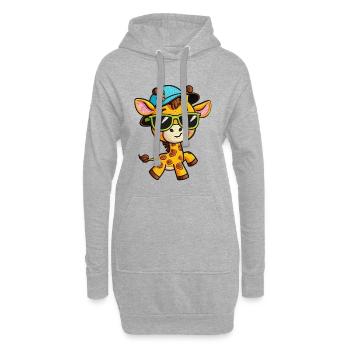 Groovy Giraffe Sonnenbrille T-Shirt - Hoodie-Kleid - Grau meliert - Vorne