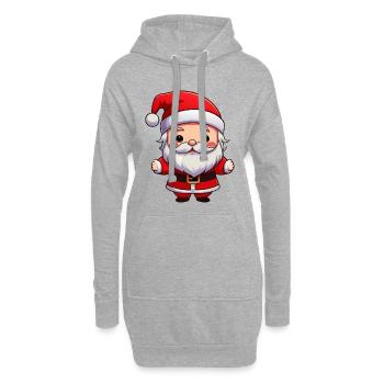 Kawaii Santa Cartoon Weihnachtsstimmung - Hoodie-Kleid - Grau meliert - Vorne
