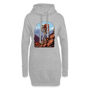Skelette Wandern / Bergsteiger Skelett - Hoodie-Kleid - Grau meliert - Vorne