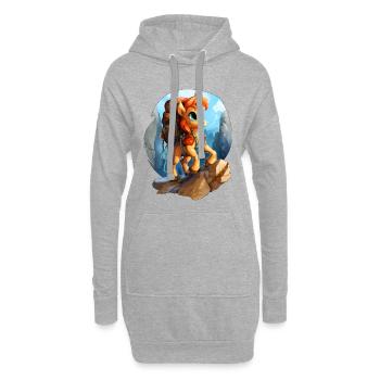 Ponys Wandern / Bergsteiger Pony - Hoodie-Kleid - Grau meliert - Vorne