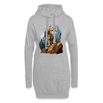 Chats Alpiniste / Chat de randonnée - Sweat-shirt à capuche long Femme - gris chiné - Devant