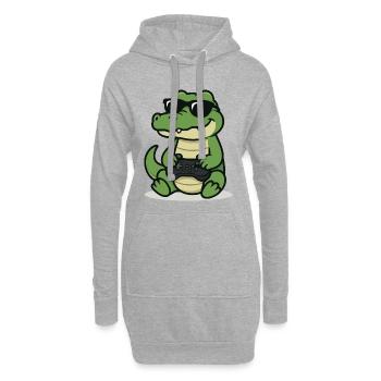 Gamer-Gator - Hoodie-Kleid - Grau meliert - Vorne
