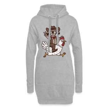 Des promenades folles de raton laveur sur du poulet fou - Sweat-shirt à capuche long Femme - gris chiné - Devant