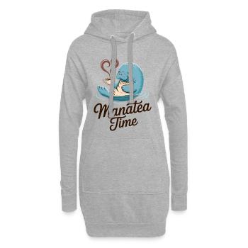 Lamantin Animal Marin Océan Adore Thé - Sweat-shirt à capuche long Femme - gris chiné - Devant