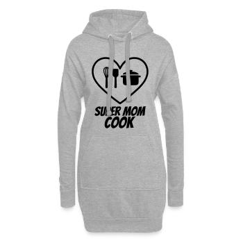 Super Mama Köchin – Herz & Küche  - Hoodie-Kleid - Grau meliert - Vorne