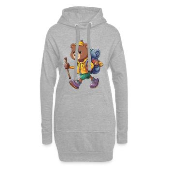 Süßer Bär Wandern Camping Abenteuer Rucksacktourist - Hoodie-Kleid - Grau meliert - Vorne