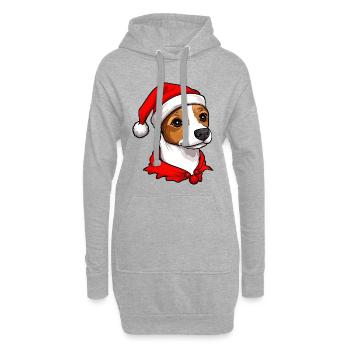 Jack Russell Terrier Noël - Sweat-shirt à capuche long Femme - gris chiné - Devant