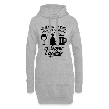 Ich bin hier für den Weihnachtshumor-Aperitif - Hoodie-Kleid - Grau meliert - Vorne