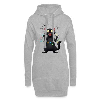 Freche böse Katze Lichterkette Weihnachten lustig - Hoodie-Kleid - Grau meliert - Vorne
