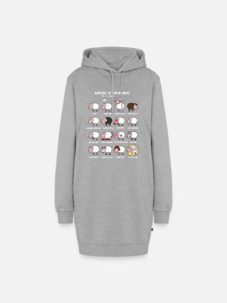 Große Schafkunde - Hoodie-Kleid - Grau meliert