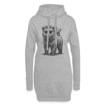 Deux ours Maman Ours Jeune Mère Amour Enfant Bébé - Sweat-shirt à capuche long Femme - gris chiné - Devant