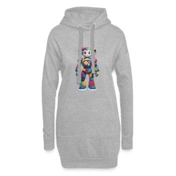 Robot Bouffon à Patchwork Gear - Sweat-shirt à capuche long Femme - gris chiné - Devant