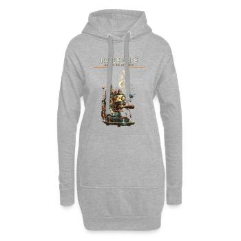 Pause Café - Monde en Attente - Sweat-shirt à capuche long Femme - gris chiné - Devant