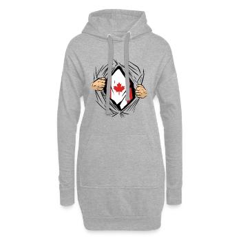 Drapeau du Canada Feuille d’érable Drapeau canadien Canada - Sweat-shirt à capuche long Femme - gris chiné - Devant