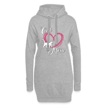 Katzen Mama Motiv Frauen Geschenk Katzenhalter - Hoodie-Kleid - Grau meliert - Vorne