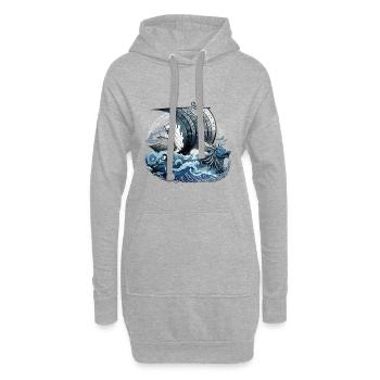 Navire viking guerrier nordique Odin Viking - Sweat-shirt à capuche long Femme - gris chiné - Devant