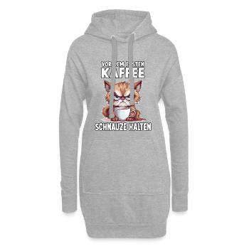Geschenk für Katzenbesitzer und Morgenmuffel - Hoodie-Kleid - Grau meliert - Vorne
