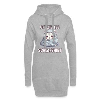 Kuscheliges Katzen T-Shirt für gemütliche Nächte - Hoodie-Kleid - Grau meliert - Vorne