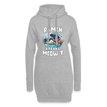 Kawaii Cat and Ramen Otaku Gift Neko Ramen - Hoodie Dress - heather grey - Front