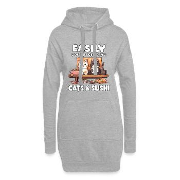 Kawaii Neko Sushi Maki Cat japonais - Sweat-shirt à capuche long Femme - gris chiné - Devant