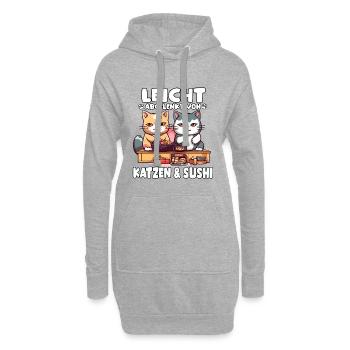 Sushi Katze Süße Katzen für den Sushi Abend - Hoodie-Kleid - Grau meliert - Vorne