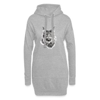 Maine coon Katzenbesitzer Geschenk Katzenhalter - Hoodie-Kleid - Grau meliert - Vorne
