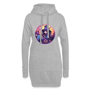 Kawaii Chibi Hexe Halloween Verkleidung Anime - Hoodie-Kleid - Grau meliert - Vorne
