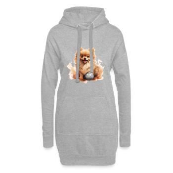 Süßes Zwergsitz Pomeranian T Hundehalter Gassi - Hoodie-Kleid - Grau meliert - Vorne