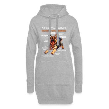 Deutscher Schäferhund Hundehalter T Anatomie Gassi - Hoodie-Kleid - Grau meliert - Vorne