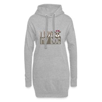 Ich Liebe Hund Hundeliebe - Hoodie-Kleid - Grau meliert - Vorne