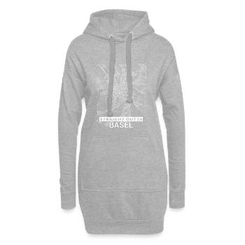 Straight Outta Basel Stadtplan und Straßen - Hoodie-Kleid - Grau meliert - Vorne