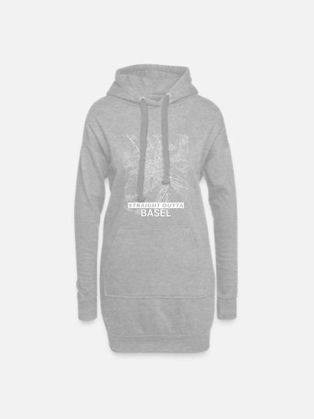 Straight Outta Basel Stadtplan und Straßen - Hoodie-Kleid - Grau meliert