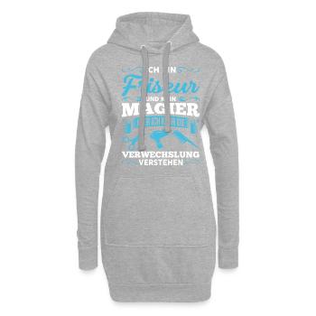 lustiges Friseur - Hoodie-Kleid - Grau meliert - Vorne