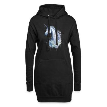 Ein bezauberndes Aquarell-Einhorn - Hoodie-Kleid - Schwarz - Vorne