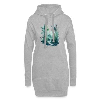 Aquarell Bambusmalerei - Hoodie-Kleid - Grau meliert - Vorne