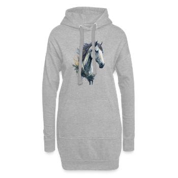 Cheval aquarelle élégant et gracieux - Sweat-shirt à capuche long Femme - gris chiné - Devant