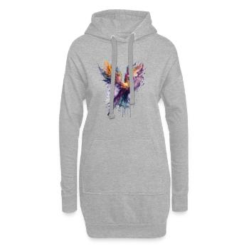 Feu mystique: Aquarelle Phoenix Bird - Sweat-shirt à capuche long Femme - gris chiné - Devant