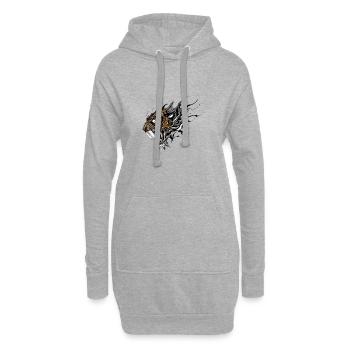 Heftiges Säbelzahntiger-Tattoo-Design - Hoodie-Kleid - Grau meliert - Vorne