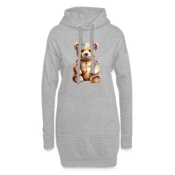 Blumenanhänger: Aquarell Teddybär - Hoodie-Kleid - Grau meliert - Vorne