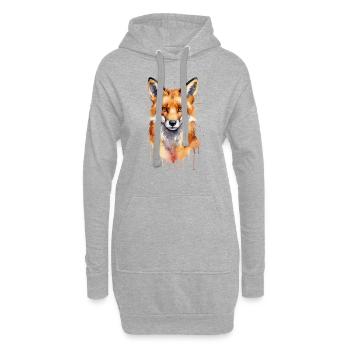 Verspieltes Fuchs Aquarell - Hoodie-Kleid - Grau meliert - Vorne