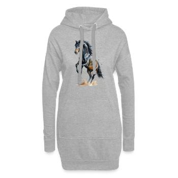 Majestätischer schwarzer Hengst Aquarell - Hoodie-Kleid - Grau meliert - Vorne
