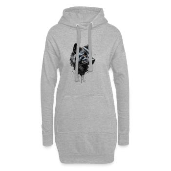 Majestätisches Porträt des schwarzen Wolfs - Aquarell - Hoodie-Kleid - Grau meliert - Vorne