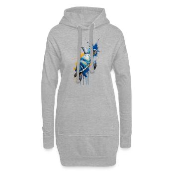 Aquarellschildkröte - Friedliches Wasserlebewesen - Hoodie-Kleid - Grau meliert - Vorne
