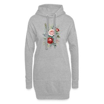 Feuilles d’eucalyptus avec des roses roses et rouges dans l’eau - Sweat-shirt à capuche long Femme - gris chiné - Devant
