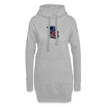 Raven’s Romance : Oiseau aux accents roses et tribaux - Sweat-shirt à capuche long Femme - gris chiné - Devant